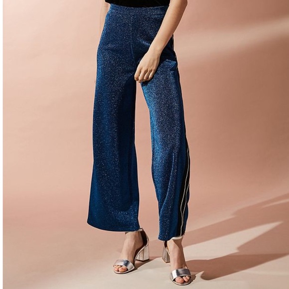 Urban Outfitters Pants - UO blue sparkle striped culottes NWOT